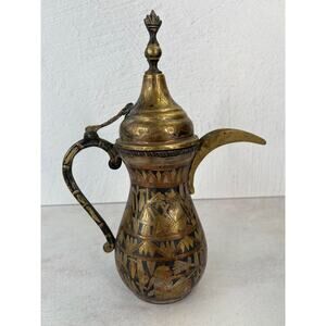 Vintage Brass Arabic Egyptian coffee teapot‎ 11”H